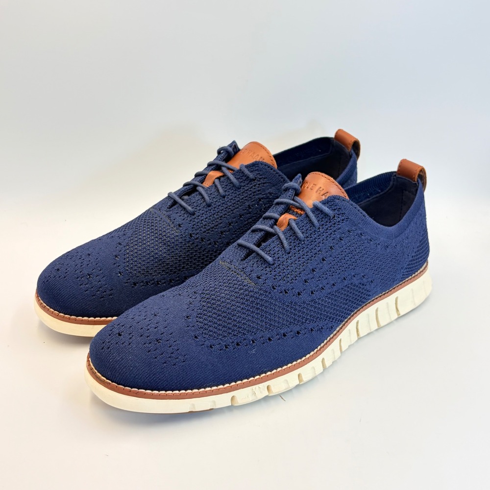 Cole Haan Zerogrand Dress Shoes Mens 11 M Blue Stitchlite Wingtip Oxford C24947
